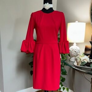 Betsy & Adam Red Melanie Dress with bell Sleeves ♥️